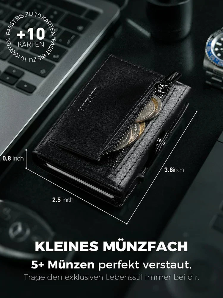 Men’s Blocker Wallet - Genuine Leather Wallet with Coin Pocket, Black-2