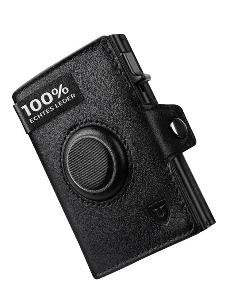 Men’s Blocker Wallet - Genuine Leather Wallet with Coin Pocket, Black-4